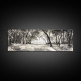 Dreamy Beach Forest, Sepia Trees, Canvas Print, Nature Wall Decor, Fall Bedroom Art, Rustic Woodland Landscape, Tree Shadow Light