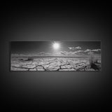 Cracked Earth, Desert Heat, Sunburst Drought, Canvas Print, rustic fall decor, southwest desert art, boho entryway wall statement