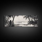 Surf Shack, Palm Trees, Tropical Boards, Canvas Print, retro beach wall art, coastal boho room decor, surfer cabin vibe, chill summer look