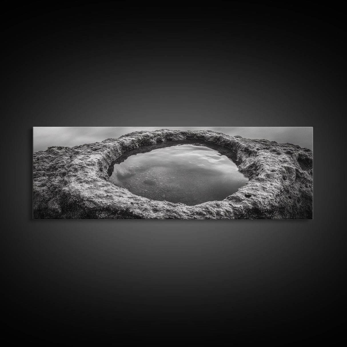 Tidal Pool Rock, Ocean Reflection, Earth Texture, Canvas Print, Zen Bathroom Wall Art, Natural Element Decor, Minimalist Photography
