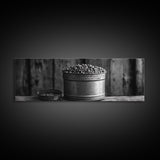 Rustic Bean Bucket, Farmhouse Kitchen, Country Decor, Autumn Wall Art, Framed Canvas Print, Rustic Style, Cozy Kitchen Wall Art
