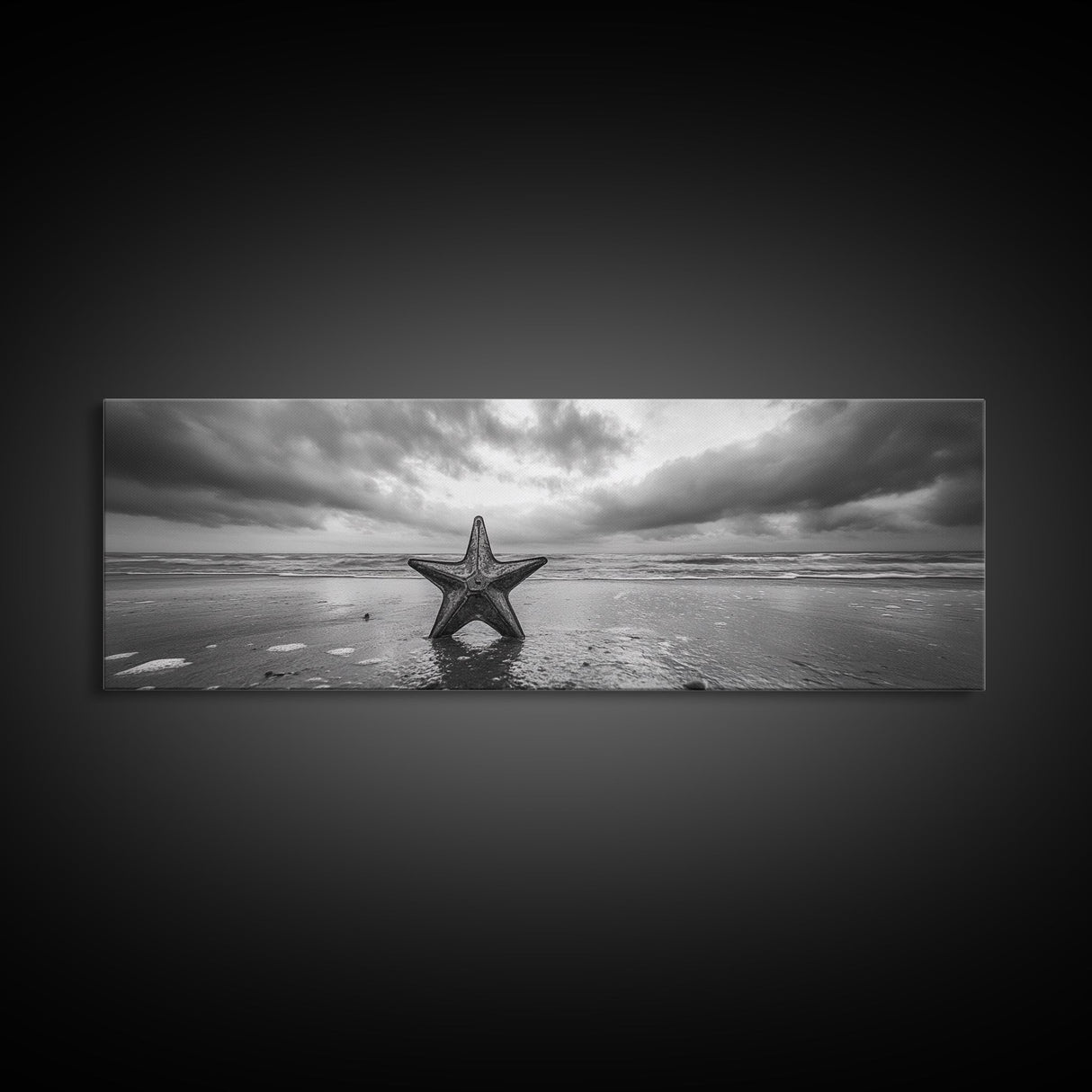 Metal Star Shore, Moody Beach Art, Rustic Coastal Decor, Autumn Vibes, Canvas Print, Farmhouse Living Room Wall Art