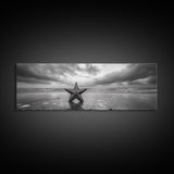 Metal Star Shore, Moody Beach Art, Rustic Coastal Decor, Autumn Vibes, Canvas Print, Farmhouse Living Room Wall Art