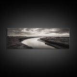 Serene River, Marsh Landscape, Calm Waters, Tranquil Nature, Framed Canvas Print, Minimalist Decor, Entryway Art, Fall Home Vibes