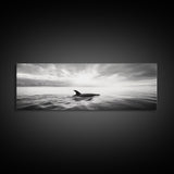 Ocean Sunset Orca, Tranquil Whale Scene, Marine Wildlife, Canvas Print, Minimalist Bathroom Decor, Coastal Bedroom Wall Art