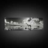 Beach Horse Reflection, Coastal Freedom, Wild Spirit Scene, Framed Canvas Print, Western Bathroom Art, Minimalist Beach House Decor