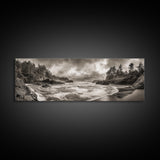 Wild Coastline, Rugged Waves, Stormy Shore, Nature Photography, Framed Canvas Print, Fall Living Room Wall Art, Rustic Coastal Decor