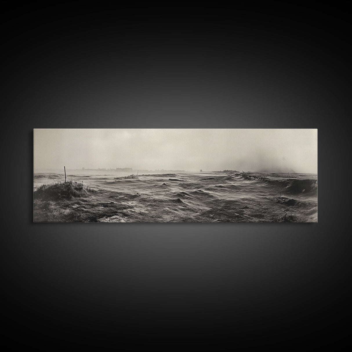 Windy Field, Dust Storm, Desert Mist, Dystopian Vibes, Canvas Print, Fall Office Wall Art, Moody Landscape Photography, Earth Tones