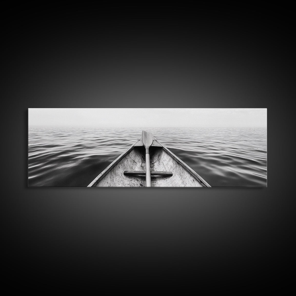 Canoe View, Open Water, Ocean Drift, Paddleboat Scene, Canvas Print, adventure wall art, rustic lake house decor, minimalist travel photo