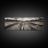 Rugged Riverbed Path, Forest Edge, Moody Terrain, Earthy Scene, Framed Canvas Print, Rustic Cabin Art, Autumn Entryway Decor