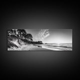 Forest Edge Beach, Coastal Sandscape, Sunset Sky, Canvas Print, Black and White Landscape, Coastal Living Room Art, Natural Vibes