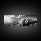 Sea Coral, Calm Ocean, Reef Textures, Framed Canvas Print, Coastal Bathroom Art, Monochrome Ocean Decor, Nature Photography Accent