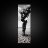 Smoke Storm, Desert Vortex, Abstract Motion, Surreal Art, Framed Canvas Print, Black and White Wall Art, Modern Office Decor, Dark Aesthetic