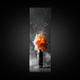 Fire Burst, Orange Explosion, Energy Impact, Fiery Blast, Framed Canvas Print, Abstract Modern Art, Gamer Room Decor, Bold Statement Piece