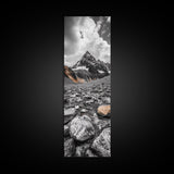 Rocky Peak, Wilderness Art, Orange Accent, Moody Landscape, Framed Canvas Print, Office Decor, Fall Mountainscape Photography