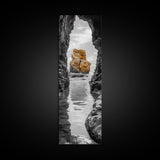 Sea Arch, Golden Rock, Coastal Focus, Minimalist Cliff Scene, Canvas Print, Living Room Decor, Ocean Photography, Nature Framed Art