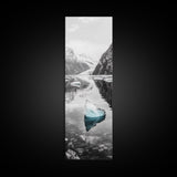 Iceberg, Glacier Reflection, Arctic Landscape, Serene Water, Framed Canvas Print, Minimalist Wall Art, Bathroom or Bedroom Photography