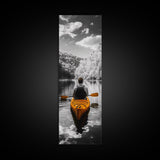 Kayak Lake View, Nature Escape, Autumn Waters, Calm Journey, Framed Canvas Print, Adventure Wall Art, Cabin Decor, Minimalist Landscape