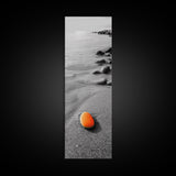 Orange Shore Stone, Minimalist Decor, Seaside Style, Beach Vibes, Framed Canvas Print Coastal Wall Art, Bathroom Decor, Modern Art
