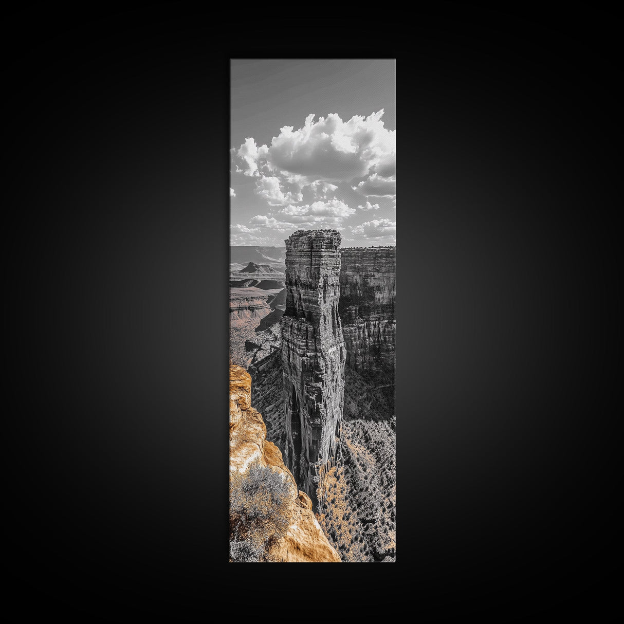 Grand Canyon View, Desert Tower, Southwest Scene, Framed Canvas Print, nature photography, office wall art, Arizona minimalist art