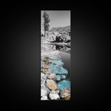 Hot Spring, Thermal Pool, Natural Stone, Tranquil Landscape, Framed Canvas Print, spa bathroom art, zen decor, calming nature print