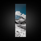 Mountain Peak, Snow Landscape, Nature Scene, Framed Canvas Print, Winter Wall Art, Rustic Cabin Decor, Minimalist Nature Print, Bedroom Wall Decor