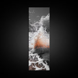 Splash Art, Sea Foam, Sunset Water, Ocean Spray, Canvas Print, Bathroom Wall Art, Beach Aesthetic, Abstract Coastal Photography