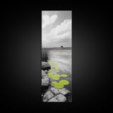 Lily Pads, Serene Pond, Nature Reflection, Framed Canvas Print, Minimalist Landscape Art, Bathroom Wall Art, Tranquil Modern Decor