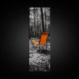 Autumn Forest Chair, Solitude in Nature, Outdoor Retreat, Framed Canvas Print, Fall Wall Art, Minimalist Cabin Decor, Nature Lover Gift