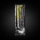 Forest Path Print, Yellow Tree Glow Art, Nature Lover’s Retreat, Framed Canvas Print, Fall Woodland Living Room Wall Decor, Moody Landscape