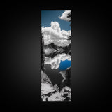 Reflected Clouds, Blue Sky, Mountain Lake, Wilderness Escape, Scenic Nature Art, Framed Canvas Print, Tranquil Office Wall Decor