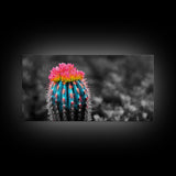 Neon Bloom Cactus, Rainbow Succulent, Desert Art, Canvas Print, Colorful Botanical Wall Art, Modern Living Room Decor, Bold Nature