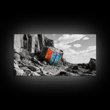 Painted Rock Trail, Vivid Canyon Colors, Framed Canvas Print, Boho Desert Art, Nature Lover Wall Decor, Adventure Vibes, Hallway Art