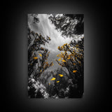 Golden Fish, Kelp Forest, Ethereal Ocean Scene, Framed Canvas Print, Underwater Wall Art, Nature Photography, Bathroom Sea Decor