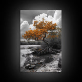 Mangrove Tree, Coastal Roots, Swamp Nature, Fall Tones Canvas Print, Tropical Wetlands Wall Art, Earthy Living Room Decor, Moody Art