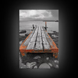 Rustic Dock, Seaside Escape, Coastal Pier, Nautical Wood, Canvas Print, Lake House Decor, Farmhouse Style, Living Room Wall Art
