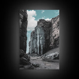 Canyon Rocks, Earth Tones, Cliff Path, Scenic Sky, Framed Canvas Print modern rustic art, desert wall decor, hallway landscape canvas