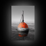 Ocean Buoy, Red Marker, Maritime Minimalism, Canvas Print, Coastal Bathroom Art, Nautical Wall Decor, Marine Industrial Aesthetic