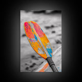 Colorful Oar Paddle, Beach House Decor, Boho Kayak Wall Art, Canvas Print, Vibrant Coastal Photography, Nautical Bathroom Art