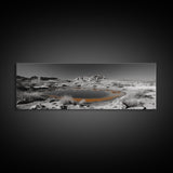 Desert Water Reflection, Desert Pond Scene, Minimalist Landscape Art, Framed Canvas Print, Neutral Wall Decor, Tranquil Nature Artwork