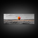 Hot Air Balloon, Colorful Sky, Open Field, Adventure Art, Framed Canvas Print, Whimsical Decor, Playroom Wall Art, Travel Theme