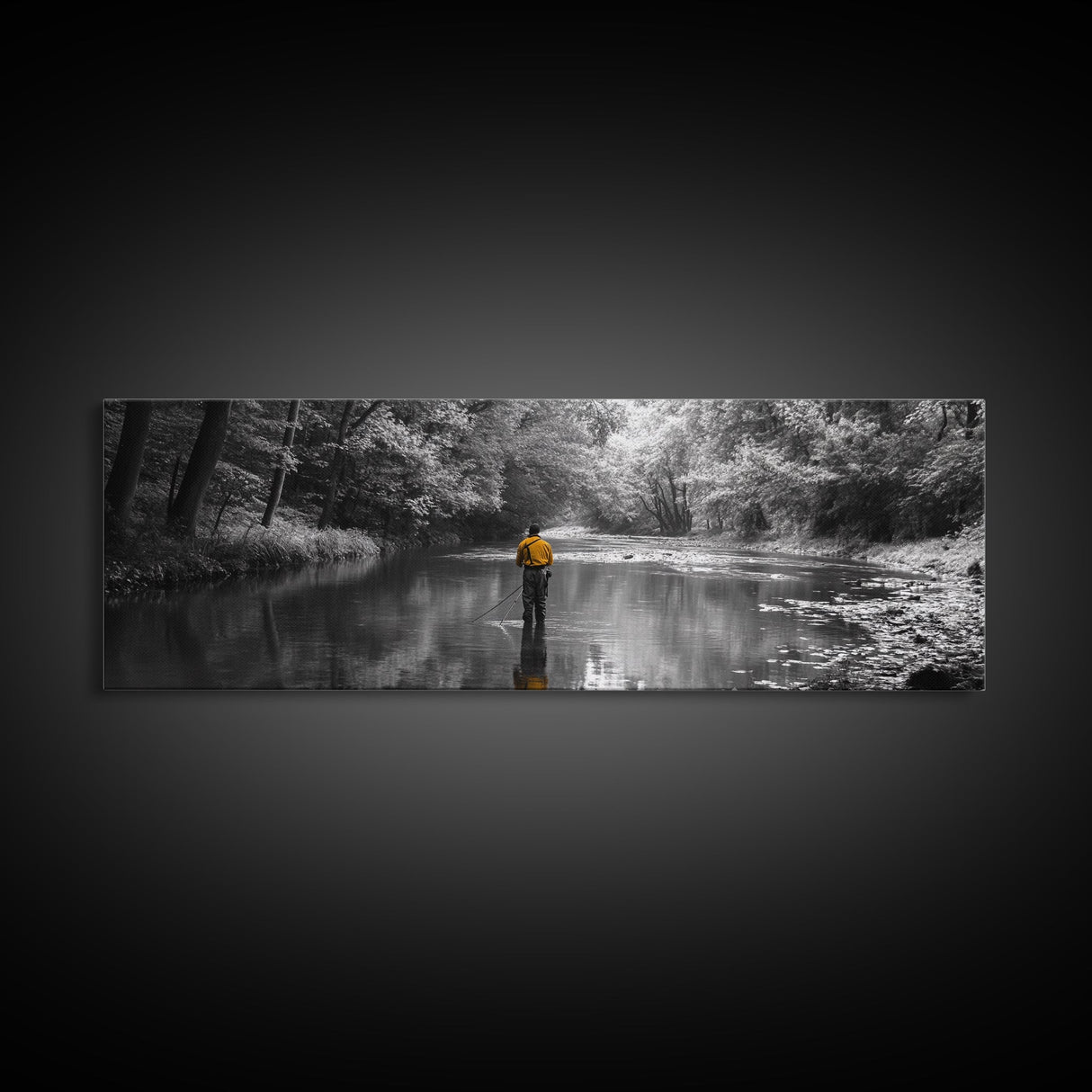 Autumn Fly Fishing, Yellow Jacket River Scene, Framed Canvas Print, Rustic Home Decor, Fisherman Gift, Nature Photography, Cabin Wall Art