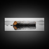 Weathered Log Reflection, Calm Lake Scene, Canvas Print, Minimalist Nature Photography, Zen Bathroom Wall Art, Serene Rustic Decor