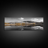 Yellow Trees, Mirror Lake, Majestic Mountains, Canvas Print, Fall Wall Art, Nature Photography, Peaceful Landscape Decor