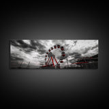 Ferris Wheel, Carnival Ride, Stormy Sky, Fairground Scene, Framed Canvas Print, Retro Wall Art, Teen Bedroom Decor, Industrial Urban Style