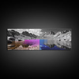 Split Color Lake, Fantasy Water Reflections, Surreal Landscape Scene, Framed Canvas Print, Bedroom Wall Art, Dreamy Nature Style