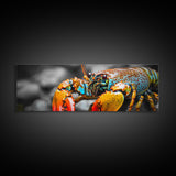 Closeup Lobster Claws, Colorful Sea Creature Art, Bold Detail Nature Print, Framed Canvas Print, Kitchen Wall Art, Tropical Coastal Decor