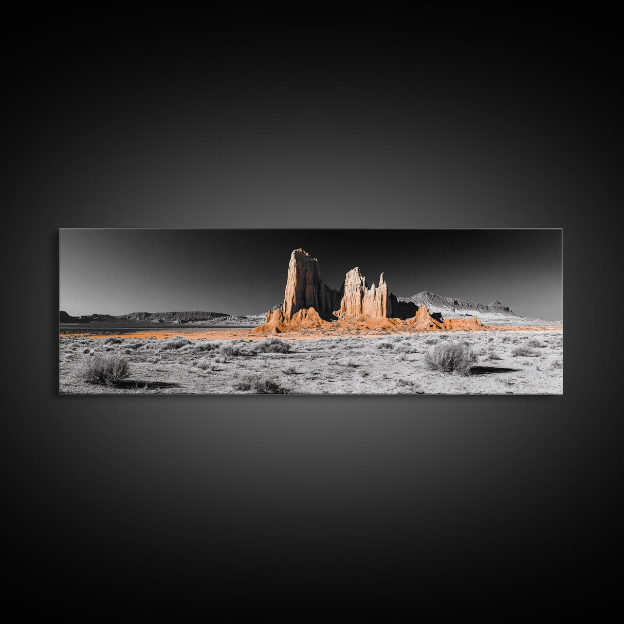 Desert Monolith Landscape, Orange Canyon Art, Southwest Nature Wall Decor, Framed Canvas Print, Rustic Home Art, Minimalist Earth Tones