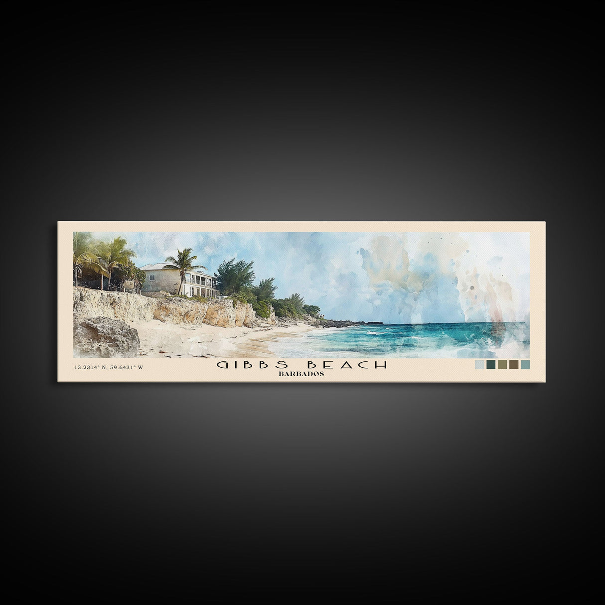 Gibbs Beach, Barbados Watercolor Print, Vacation Gift, Barbados Wall Art, Beach Painting, Beach Decor, Large Wall Art, Wood Frame Art