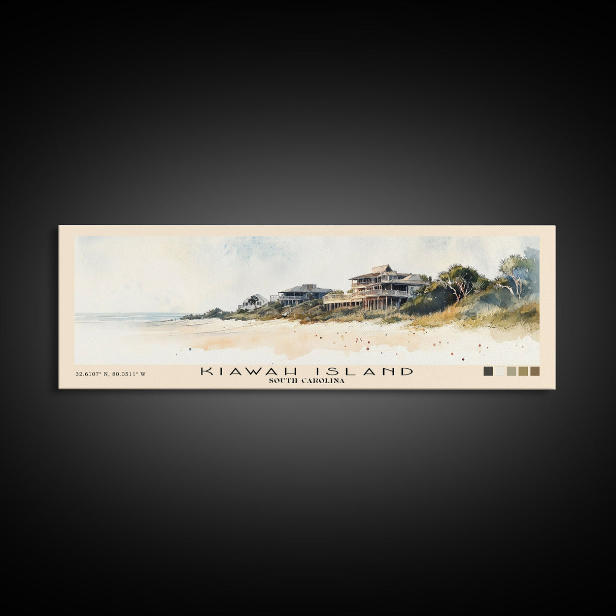 Kiawah Island, South Carolina Watercolor Print, Vacation Gift, South Carolina Wall Art, Beach Painting, Beach Decor, Large Wall Art, Wood Frame Art